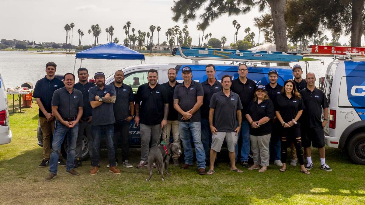 Company photo, palm trees